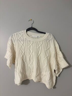 Altar'd State Ivory Cable Crew Sweater